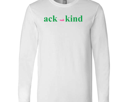 Ack Kind (Green Logo) White Long Sleeve Tee Shirt Cheap