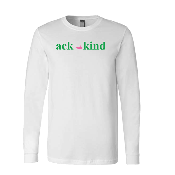 Ack Kind (Green Logo) White Long Sleeve Tee Shirt Cheap