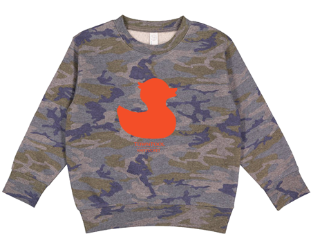 Children s Orange Duck Crewneck (Vintage Camo) For Sale