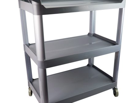 Chariot de service   utilitaire - 3 tablettes - 4 roues pivotantes - gris Online