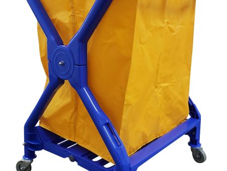 Chariot commercial pour linge   courrier en forme de  X - avec roues pivotantes - support de sac en polyester - bleu Online